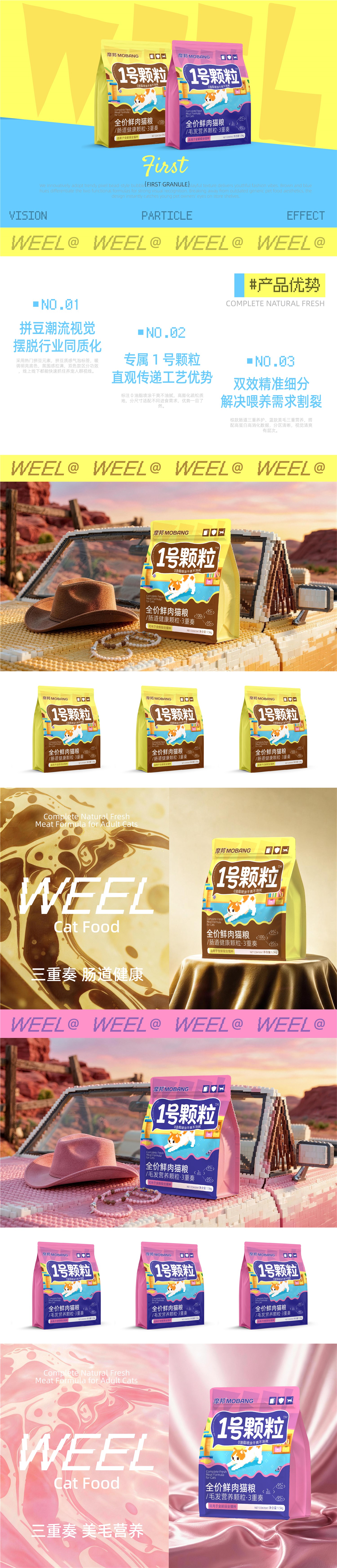 1号颗粒猫粮包装与拼豆汽车场景